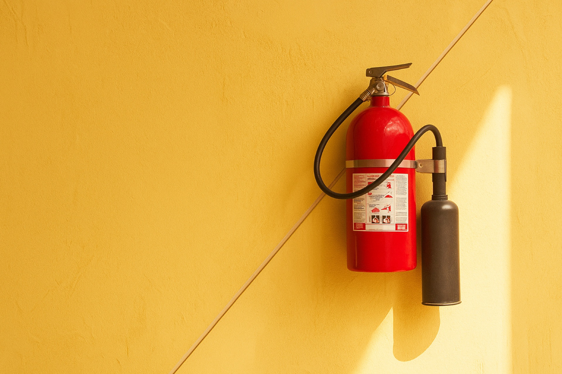 Feuerlöscher an gelber Wand