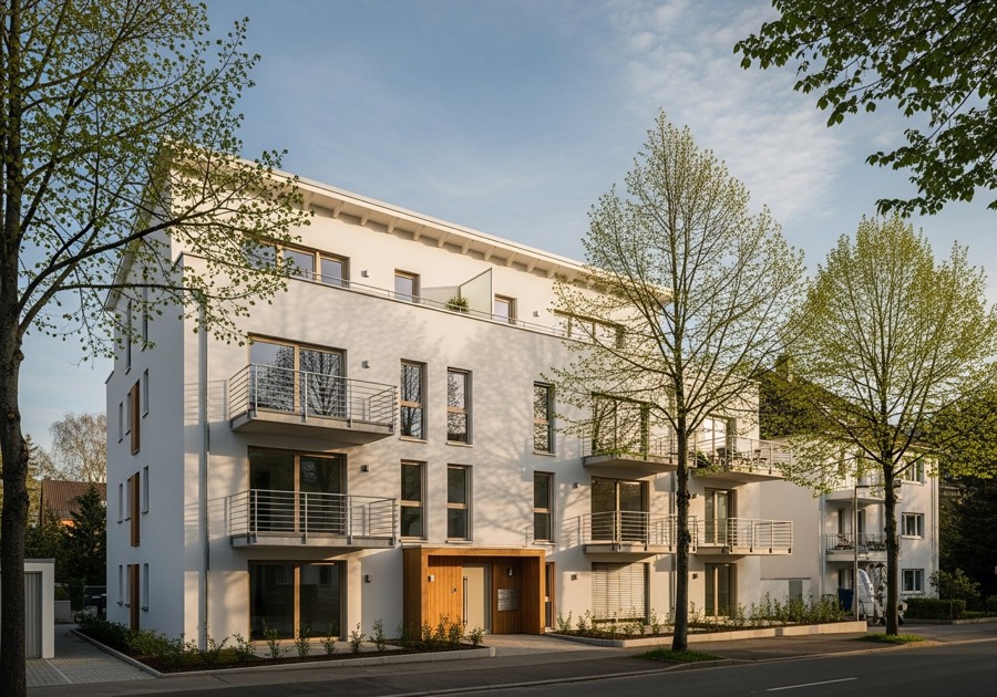 Modernes Mehrfamilienhaus — typisches Bauvorhaben im vereinfachten Genehmigungsverfahren